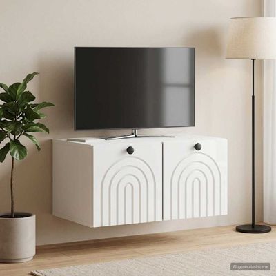 vidaXL Nástenná TV skrinka Biela s vysokým leskom 59,5 x 41 x 30 cm