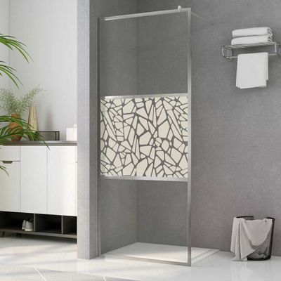 vidaXL Sprchová zástena z ESG skla s dizajnom kameňov 140x195 cm