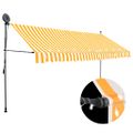 vidaXL Ručne zaťahovacia markíza s LED 400 cm, bielo oranžová