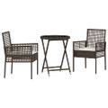 vidaXL Záhradný bistro set 3 ks Hnedá polyratan