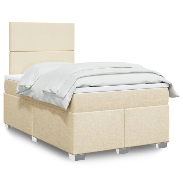vidaXL Boxspring posteľ s matracom krémový 120x200 cm látka