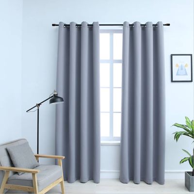 vidaXL Zatemňovacie závesy s kovovými očkami 2 ks, sivé 140x175 cm