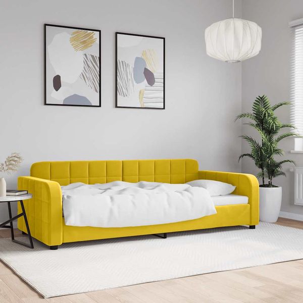 vidaXL Denná posteľ žltá 90x200 cm zamat