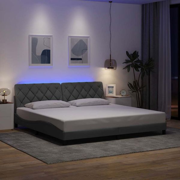 vidaXL Rám postele s LED bez matraca bledosivá 200x200 cm látka