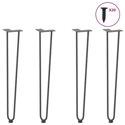 vidaXL vlásenkové nohy pre konzolové stolíky 4 ks, antracitové 72 cm, masívna oceľ