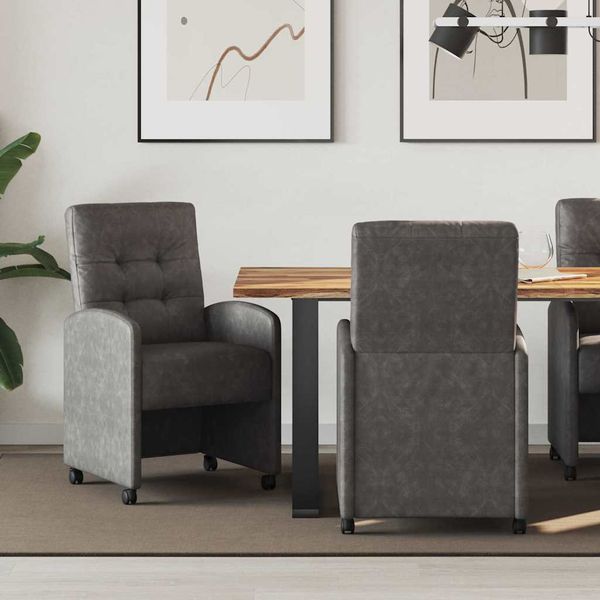 vidaXL Jedálenské stoličky na kolieskach 2 pcs Čierna 58 x 67 x 97 cm