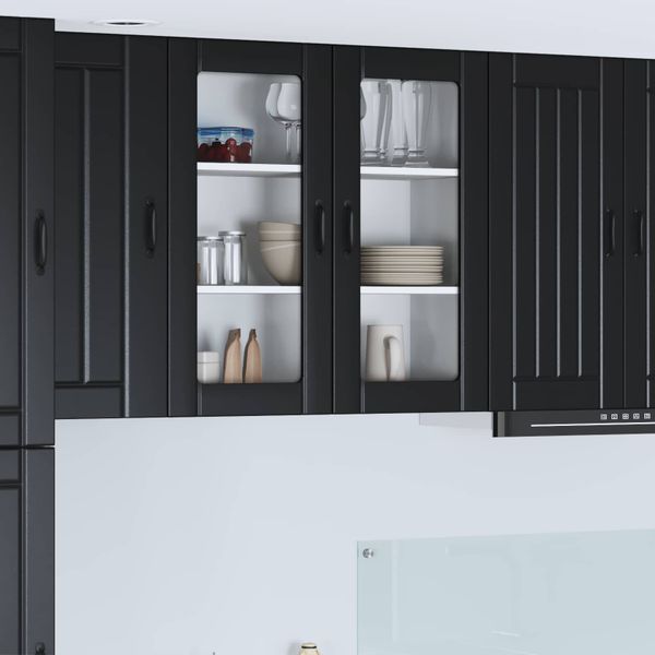 vidaXL Nástenný sklenený kabinet LUCCA Čierna 80 x 31 x 80 cm