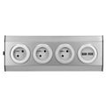 ORNO VIRONE FS-3 Povrchová rohová zásuvka 3x 230V, 2xUSB, nerez