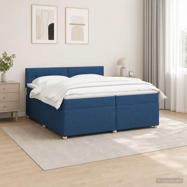 vidaXL Posteľ boxspring s matracom Modrá 200 x 200 cm Látka
