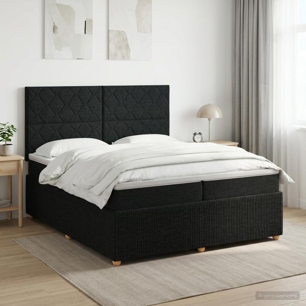 vidaXL Posteľ boxspring s matracom Čierna 200 x 200 cm Látka