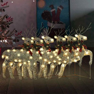 vidaXL Vianočné soby 6 ks zlaté 120 LED diód