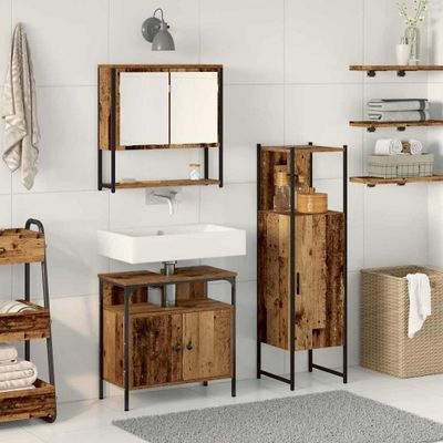 vidaXL Sada kúpeľňového nábytku Nástenný 3 pcs Hnedá Kompozitné drevo
