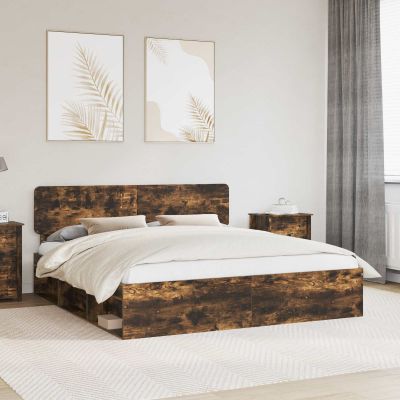 vidaXL Rám postele Dymová dub 180 x 200 cm Masívne borovicové drevo