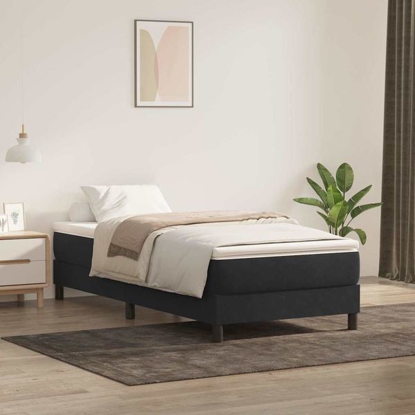 vidaXL Posteľný rám boxspring s matracom čierny 80x210 cm zamat