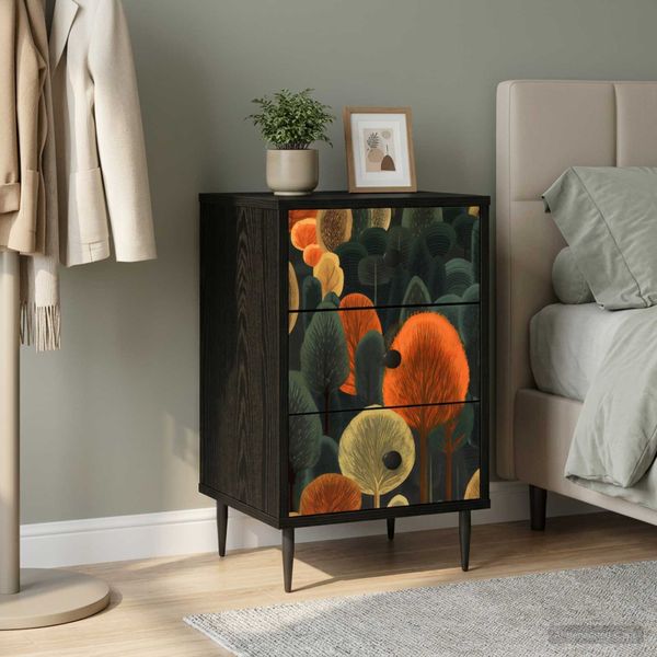 vidaXL Nočný stolík ZAANDAM Čierny dub 36 x 33 x 61 cm