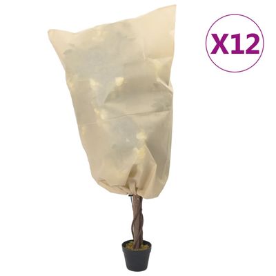 vidaXL Flísové kryty na rastliny so šnúrkou 12 ks 70 g/m²  0,8x1,2 m