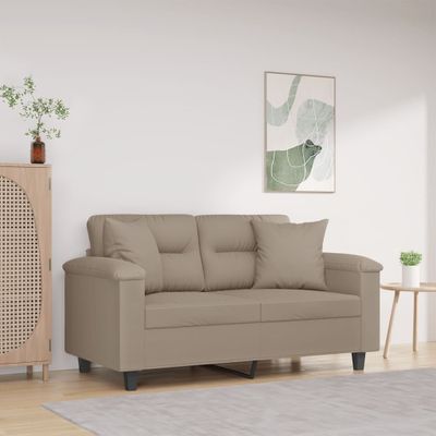 vidaXL 2-miestna pohovka s vankúšmi sivohnedá 120 cm mikrovlákno