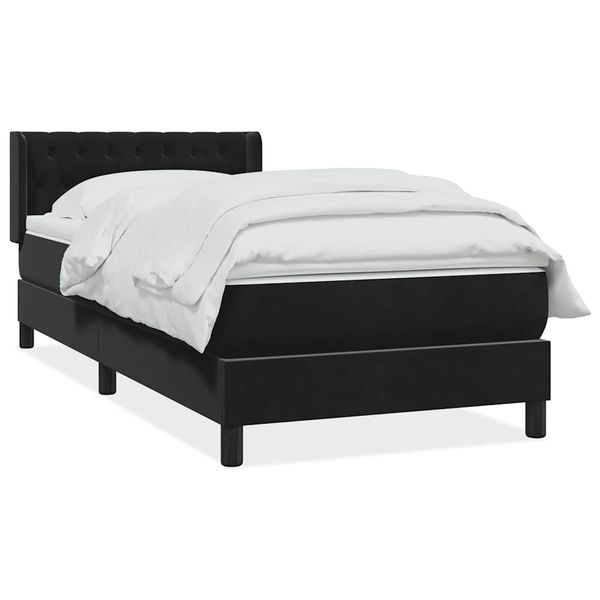 vidaXL Posteľný rám boxspring s matracom čierny 90x220 cm zamat