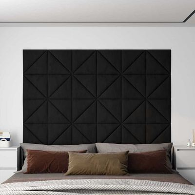 vidaXL Nástenné panely 12 ks čierne 30x30 cm zamatové 0,54 m²