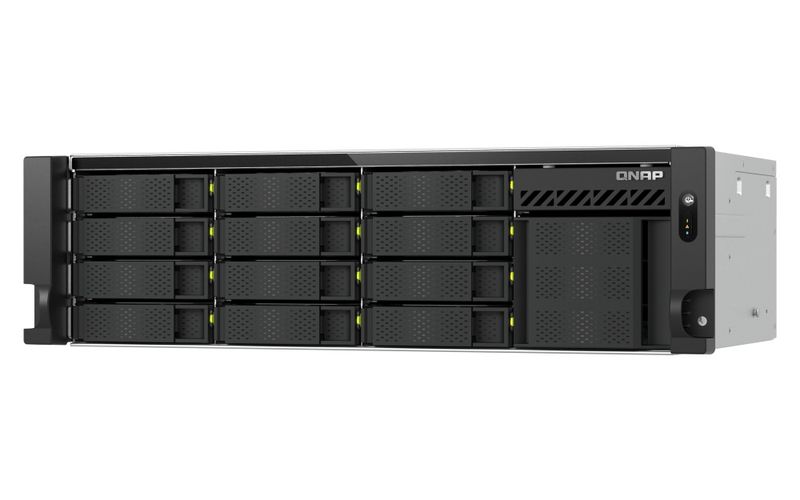 QNAP TS-h1655XeU-RP-8G (8core 2,8GHz, 8GB RAM, 12x SATA + 4x E1.S/M.2, 2x PCIe, 2x 2,5GbE, 1x 10GbE) NAS server, Intel Atom C5125 8jádrový, 8GB DDR4, 12× SATA + 4× E1.S/M.2 NVMe, 10GbE, 2× 2,5GbE, 2× PCIe Gen 3, QuTS hero, 3U rack