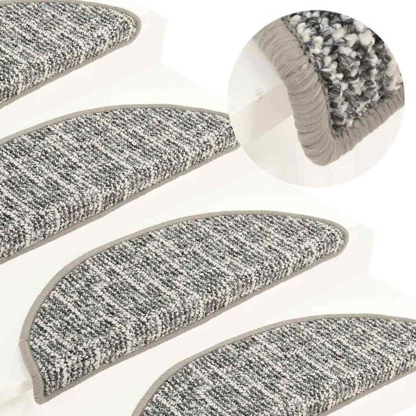 vidaXL Kobercové nášľapy na schody 15 ks sivé 65x21x4 cm