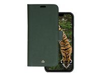 Puzdro s klopou pre mobilný telefón - 2-v-1 - písmové hnedé úplety z udržateľnej kože - evergreen - pre Apple iPhone 14 Plus