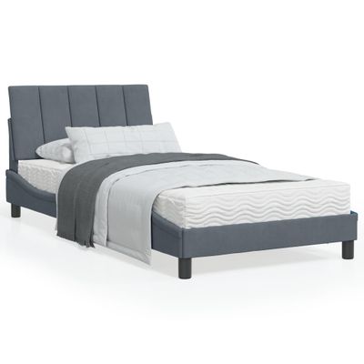 vidaXL Posteľ s matracom Hanko tmavosivý 100x200 cm zamat