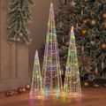 vidaXL Vianočný stromček 3 ks 90 LED Viacfarebný 20 x 20 x 80 cm Akryl