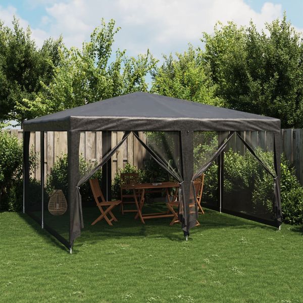 vidaXL Párty stan s 8 sieťkovanými bočnými stenami antracit 4x4 m HDPE