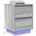 vidaXL Nočné skrinky s LED osvetlením 2 ks Sivá Sonoma 38x34x50 cm
