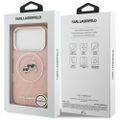 Karl Lagerfeld puzdro Magsafe IML trblietavé puzdro s kovovým rámom fotoaparátu a tlačidlami, hlavy Karla a Choupette na opakovanom logu KL pre iPhone 17 Pro ružová