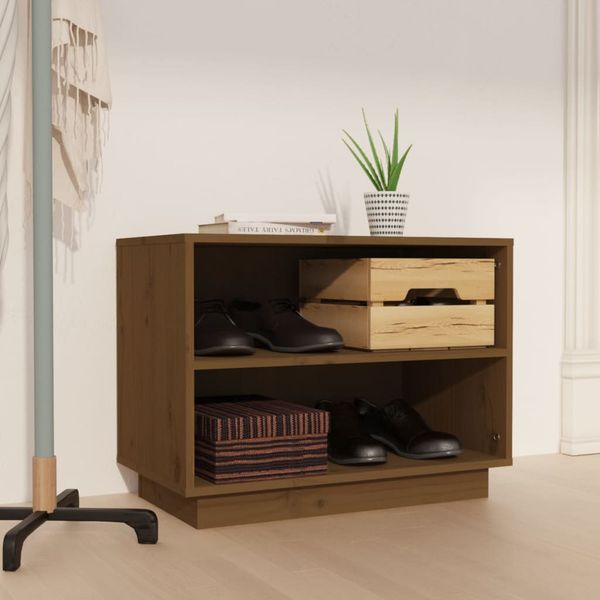 vidaXL Skrinka na topánky medovo-hnedá 60x34x45 cm masívna borovica