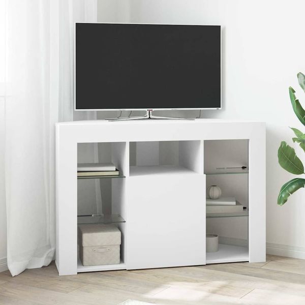vidaXL Rohový LED TV kabinet Biela 100x40x68cm Kompozitné drevo