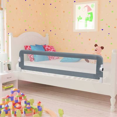 vidaXL Zábrana na detskú posteľ, sivá 120x42 cm, polyester