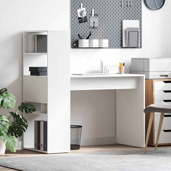 vidaXL Stôl s poličkou Biela 113 x 54 x 120 cm Kompozitné drevo