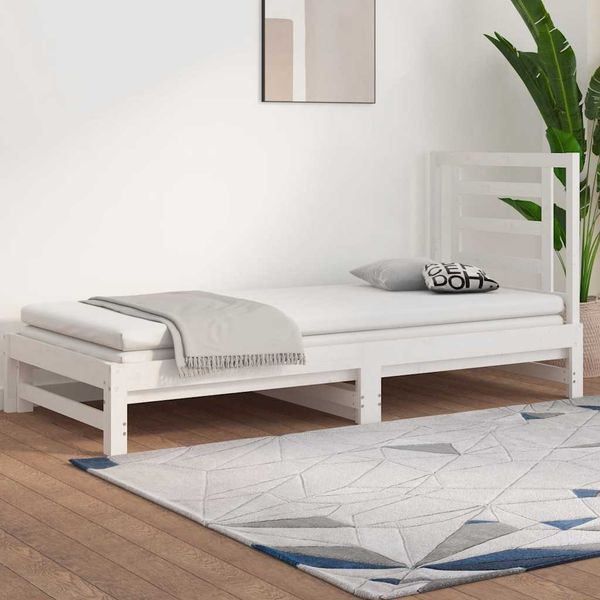 vidaXL Rozkladacia denná posteľ biela 2x(90x200) cm borovicový masív