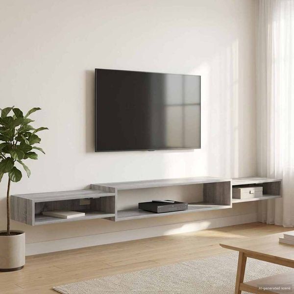 vidaXL Nástenný TV kabinet Nástenná montáž Sivý Sonoma