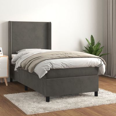 vidaXL Posteľný rám boxspring s matracom tmavosivý 80x200 cm zamat