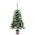 vidaXL Osvetlený umelý vianočný stromček s guľami 90 cm, zelený