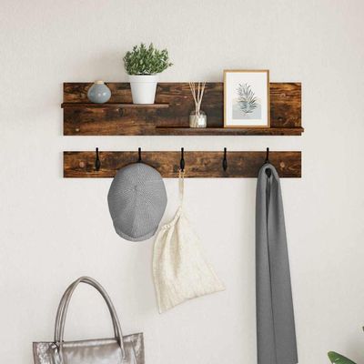 vidaXL Vešiak na stenu Dymová dub 90 x 15 x 36 cm Kompozitné drevo