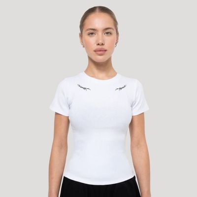 Dámske tričko Tribal Ribbed White - GymBeam, veľkosť M