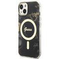 Guess puzdro na iPhone 14 6,1" GUHMP14SHTMRSK čierne tvrdé puzdro Magsafe IML Golden Marble