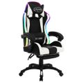 vidaXL Herná stolička s RGB LED svetlami bielo-čierna umelá koža