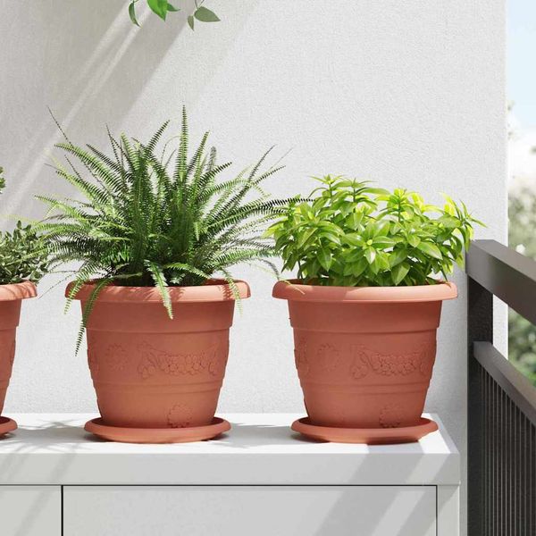 vidaXL Kruhový kvetinový podnos 24 pcs Tehlovo červená Ø 14 x 2 cm