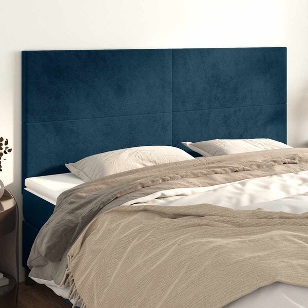 vidaXL Čelo postele tmavomodré 200x5x118/128 cm zamatové