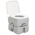 vidaXL Prenosné kempingové WC, sivo biele 15+10 l, HDPE
