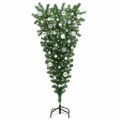 vidaXL Obrátený umelý predsvietený vianočný stromček s guľami 150 cm