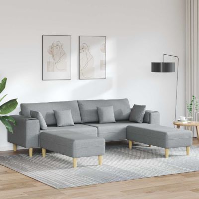 vidaXL Pohovka s vankúšom 3 pcs Svetlosivá látka