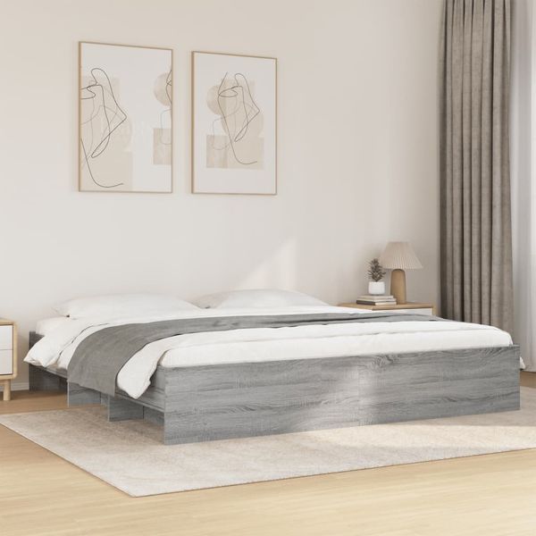 vidaXL Posteľný rám sivý dub sonoma 200x200 cm kompozitné drevo