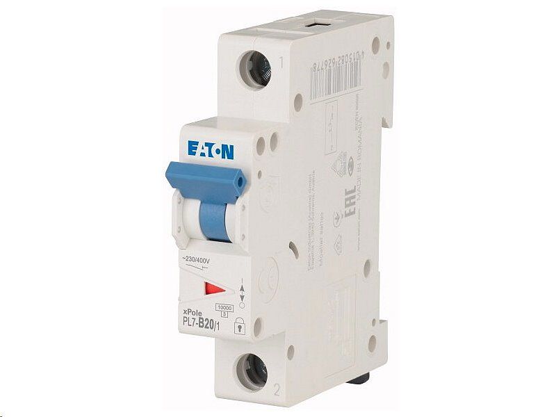 Jistič EATON PL7-B20/1 230 V/20 A/B/10 kA/1P na DIN lištu